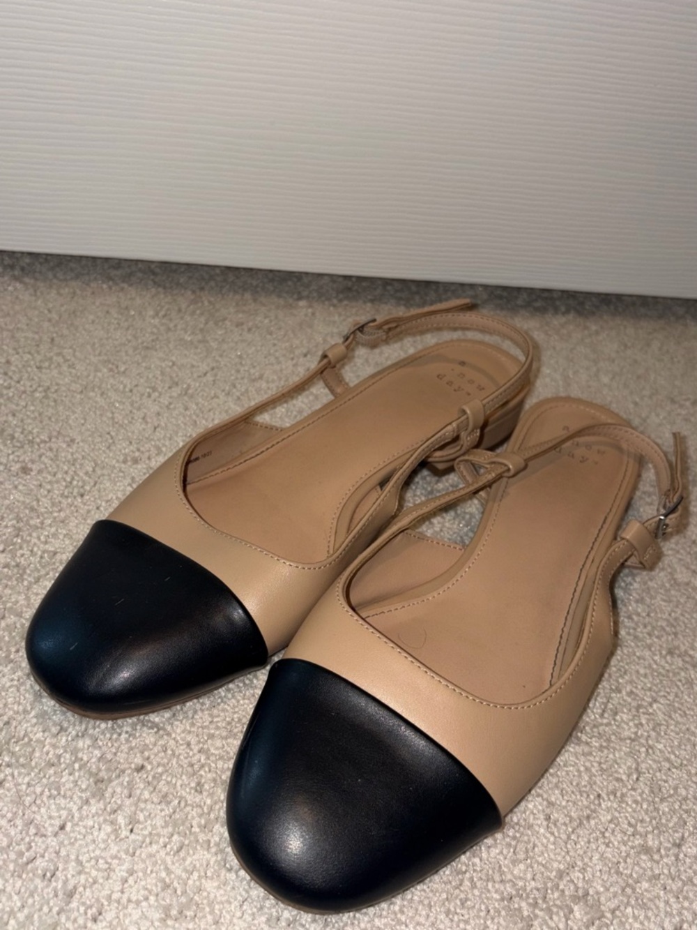 Women’s A New Day Two-Tone Maxine Slingback Flats in Beige and Black